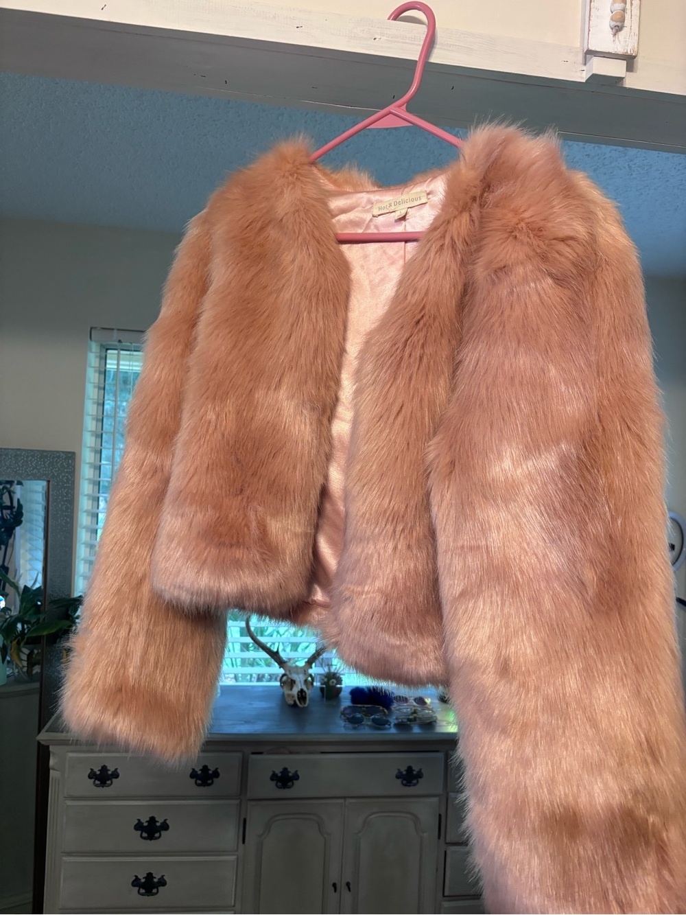 Blush Pink Faux Fur Crop Coat